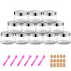 12 Pack 4 oz Plastic Cosmetic Containers With Silver Lids Refillable Clear Empty Travle Jars Containers for Body Butter,Sugar Scrubs,Cream,Lotions,Candy, Label&Spatulas view 1