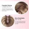 EMMOR 14 Inch Human Hair Topper for Women - 5"  6" Upgrade Swiss Lace Base with 3 Non-Slip Clips, 100% Real Hair Toppers for Thinning Hair & Natural Looking(Ombre Blonde Mixed Brown) view 3