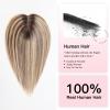 EMMOR 14 Inch Human Hair Topper for Women - 5"  6" Upgrade Swiss Lace Base with 3 Non-Slip Clips, 100% Real Hair Toppers for Thinning Hair & Natural Looking(Ombre Blonde Mixed Brown) view 4