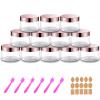 12 Pack 4 oz Plastic Cosmetic Containers With Rose Gold Lids Refillable Clear Empty Travle Jars Containers for Body Butter,Sugar Scrubs,Cream,Lotions,Candy, Label&Spatulas view 1