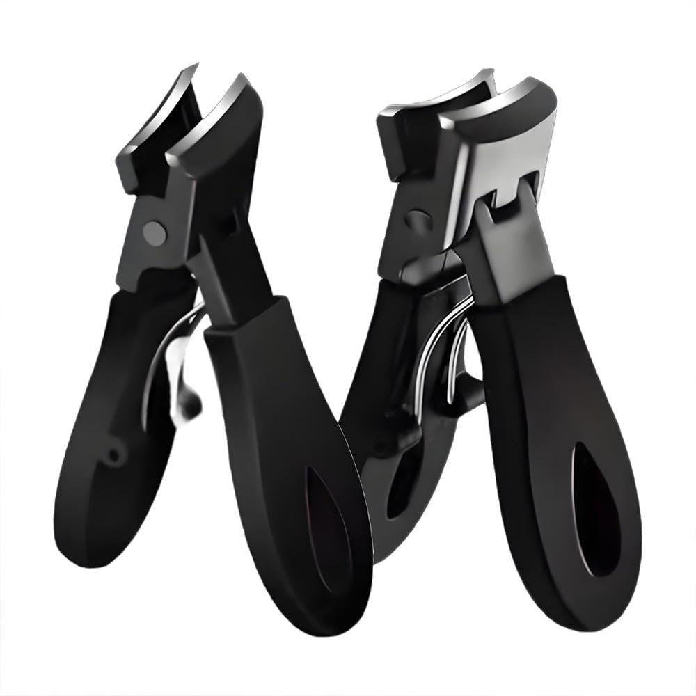 Bioudell 2Pcs Ingrown Toenail Treatment Kit with Wide Jaw Nail Clippers - Heavy Duty Angled Cutters for Thick Toenails & Seniors, Professional Stainless Steel Tools