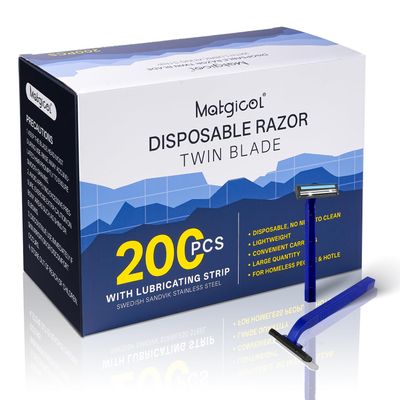 Disposable Razors Bulk for Shave - Mens Bulk Razors for Shaving with Lubricating Strip & 2 Stainless Steel Blades, Multipurpose Portable Supply Razor for Bathing Hotel Travel200 Count