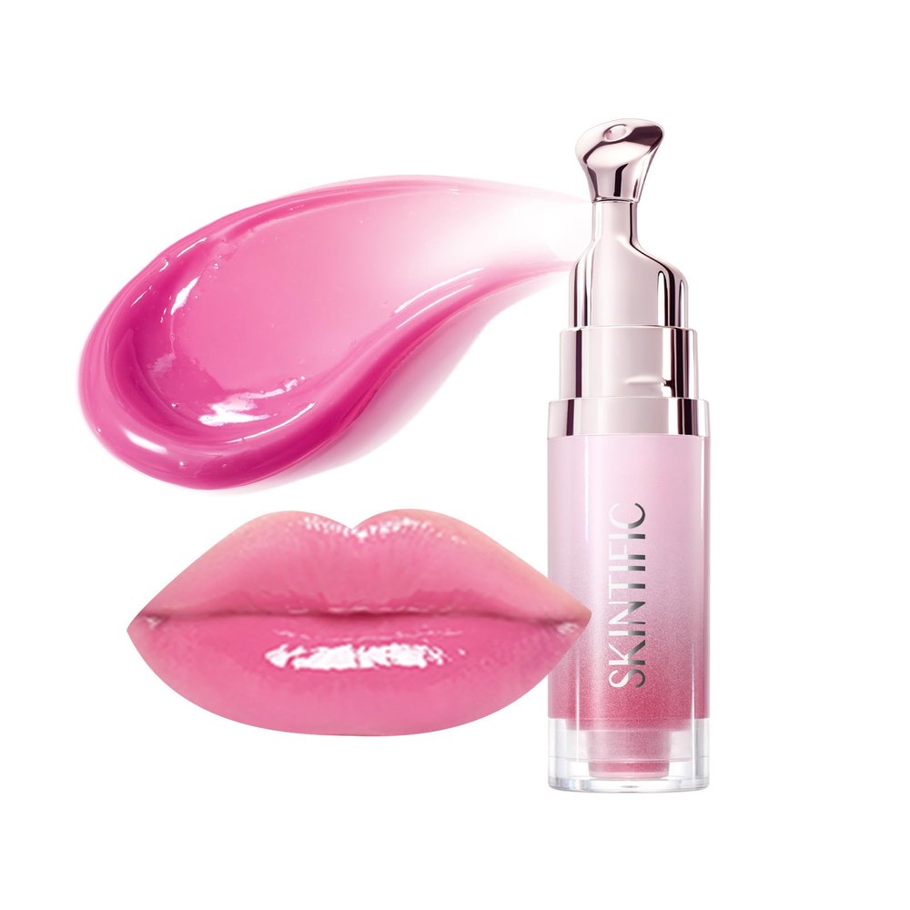 SKINTIFIC Hydrating Brightening Lip Serum, Smooth Tinted Lip Stain, Plumping Lip Gloss with Polypeptide Squalane, Moisturizing Balms, Brighten Dark Lips, Korean Beauty Makeup (04 Pink Berry)
