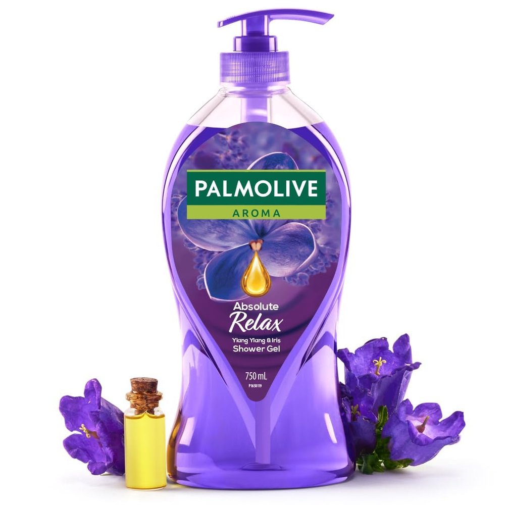 P.a.l.m.o.l.i.v.e Aroma Absolute Relax Body Wash, 750ml Shower Gel Bottle, 100% Natural Ylang Ylang Essential Oil & Irisnd Smooth Skin,