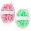 2Pcs Loofah Exfoliating, 2 in 1 Natural Green Pink Loofah for Women Reusable & Washable Loofa, Ideal for Body Scrubbing Gentle Exfoliation for Women & Men Shower Bath view 1
