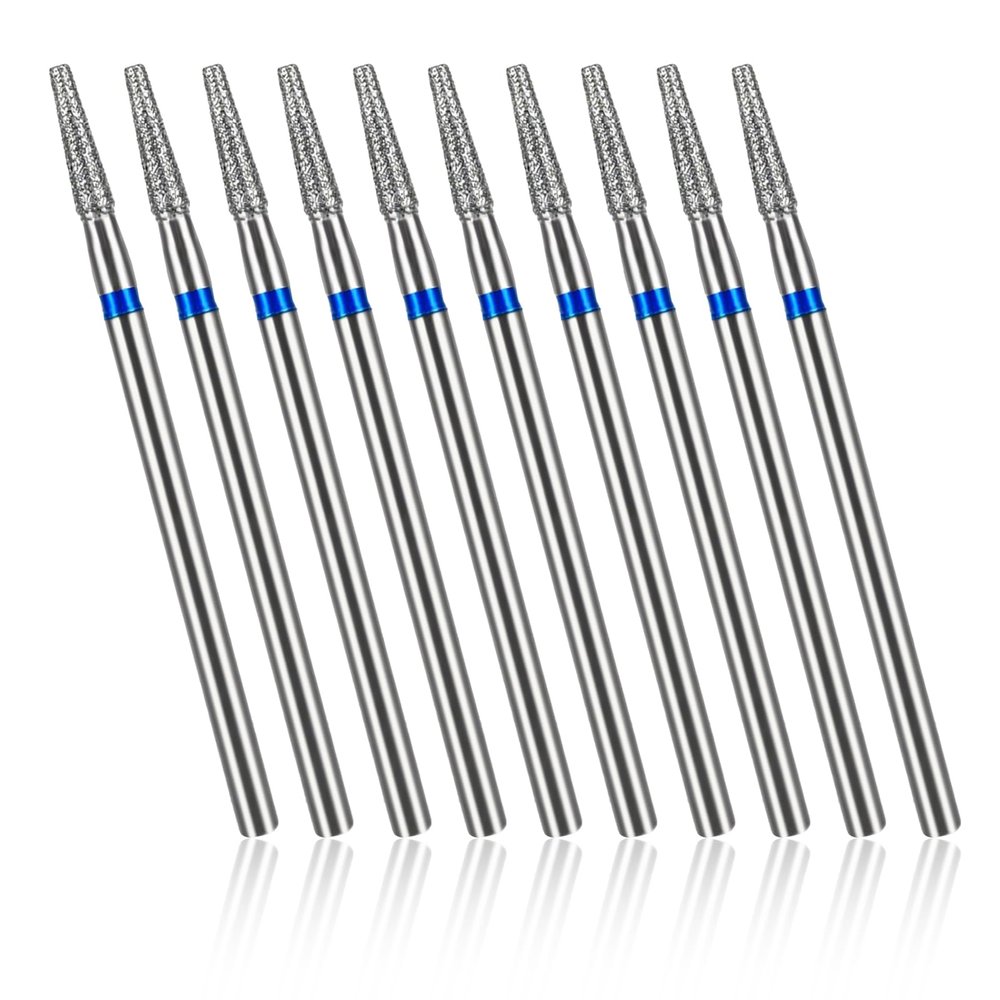 10 Pcs Needle Shaped Cuticle Drill Bits for Nails 3/32'' Cuticle Nail Drill Bit Set Electric Nails File Bits Diamond Nail Bit Manicure Pedicure Polishing Kit with Case for Salon Manicure