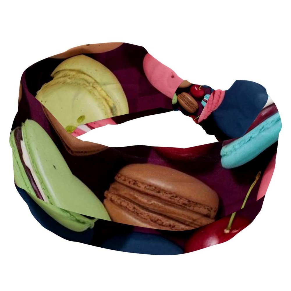 1 Pack Colorful Art Desserts Elastic Soft Fabric Non-Slip Women's Fashion Headbands - Soft, Wide, and Stylish for All Occasions