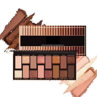 16 Colors Eye Shadow palette - Neutral Brown Earth Tones & Pink Roses, Glitter, Matte & Metallic Finishes, Long Lasting Naturing-Looking, High Pigmented Eye Shadow for All Skin Tones