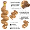10 12 14 Inch #27 Blonde Bundles Human Hair Body Wave 3 Bundles 100 Grams/Bundle 10A Grade Unprocessed Brazilian Virgin Hairs Honey Blonde Bundle Weaves Hair Extensions For Women view 3