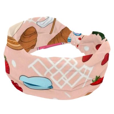 1 Pack Dessert Art Elastic Soft Fabric Non-Slip Women's Fashion Headbands - Soft, Wide, and Stylish for All Occasions