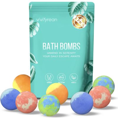 Bath Bombs for Women Gift Set, 8 Organic Bath Bombs Christmas Stocking Stuffers, Birthday Gift for Adults, Women, Relaxation Home SPA Bubble Bath, Self Care for Wife, Mother, Girlfriend