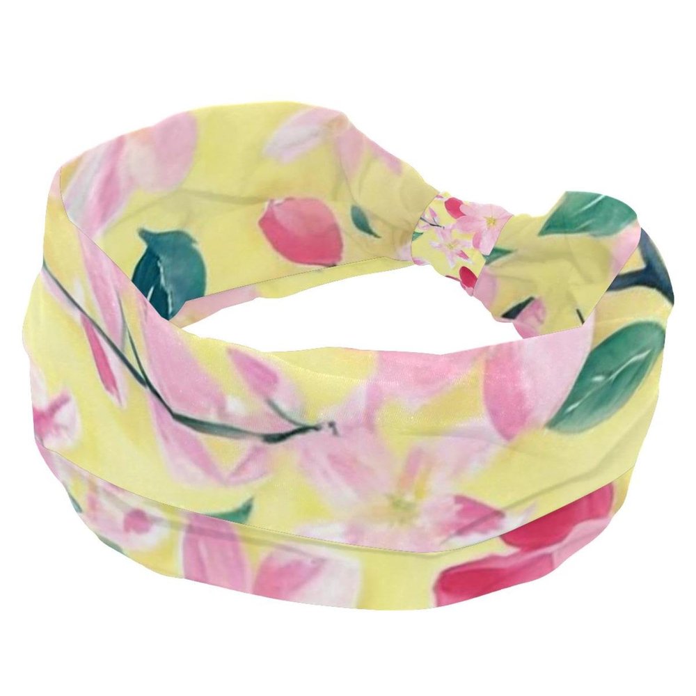 1 Pack Headbands for Women Non Slip Elastic Sports Hair Bands for Women, Soft Cloth Headband for Workout Yoga Fashion Hair Accessories,Aesthetic Cherry Blossoms
