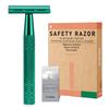 Double Edge Safety Razor, Single Blade Razors for Men and Women, Reusable Metal Razor with 10 Stainless Steel Double Edge Blades, Smooth and Close Wet Shaving, Plastic Free, Green view 1
