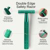 Double Edge Safety Razor, Single Blade Razors for Men and Women, Reusable Metal Razor with 10 Stainless Steel Double Edge Blades, Smooth and Close Wet Shaving, Plastic Free, Green view 3