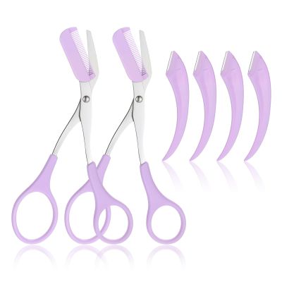 2PCS Eyebrow Scissors with Comb, Stainless Steel Professional Eyebrows Trimmer, Hair Removal Eyebrow Scissors, Eye Brow Shaping Tool for Men and Women