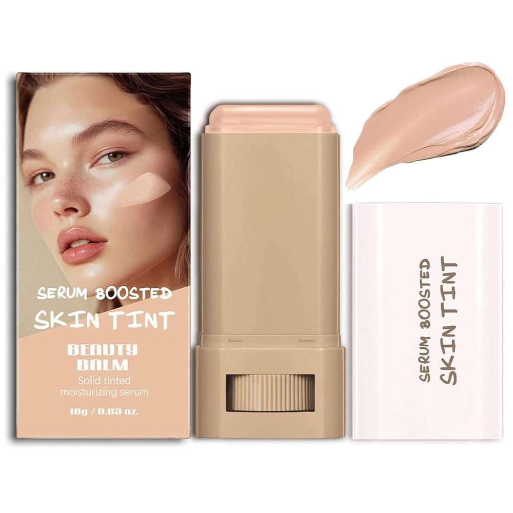 Beauty Balm Serum Boosted Skin Tint,Hydrating Tinted Moisturizer,Lightweight Solid Tinted Foundation Stick,Sheer to Medium Coverage,Face Tint Balm Contour Stick,Radiant & Dewy Finish Women Makeup(#05)