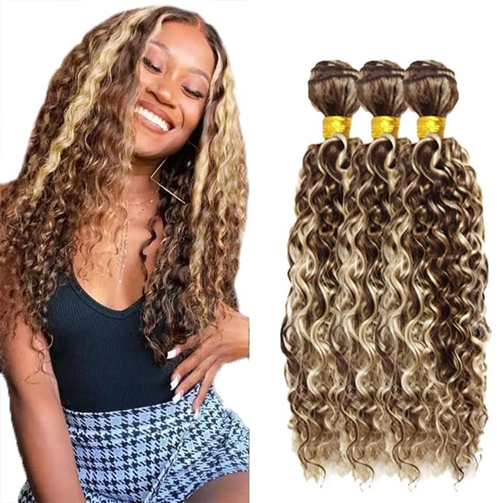 10 12 14 Inch P4613 Bundles Human Hair Highlight Kinky Curly Bundles Unprocessed Virgin Blonde Bundle Hair Extensions for Woman