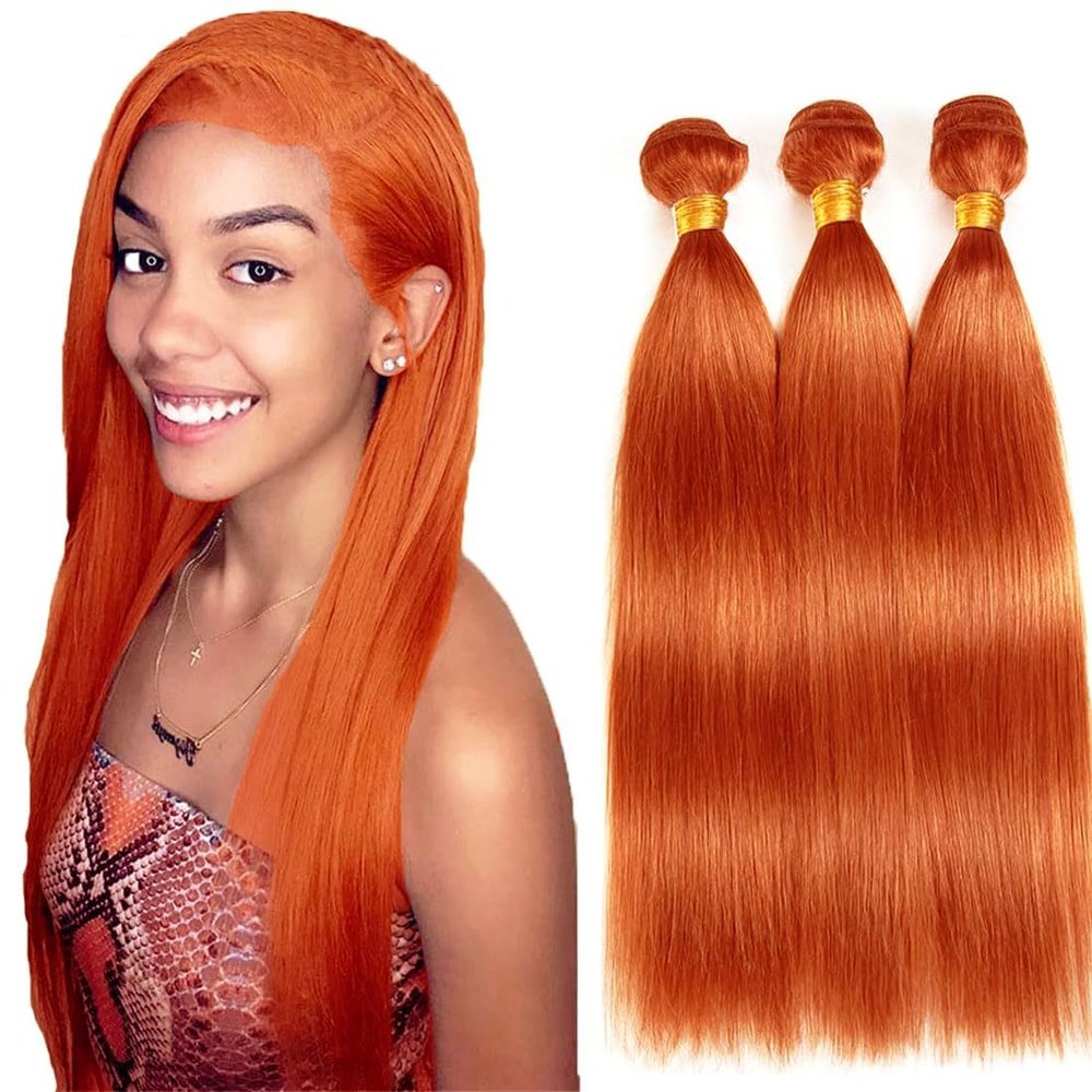 Ginger Bundles Human Hair 350 Straight Bundles 10 12 14 Inch Unprocessed Virgin Orange Bundle Hair Extensions