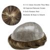 F M FACE MIRACLE NEW YORK Toupee for Men 0.1mm Thin PU Injected Mens Hairpieces 100% Human Hair System Black Brown Blonde Gray Natural Hair Replacement 8X10 4ASH Medium-dark brown with ash tone view 4