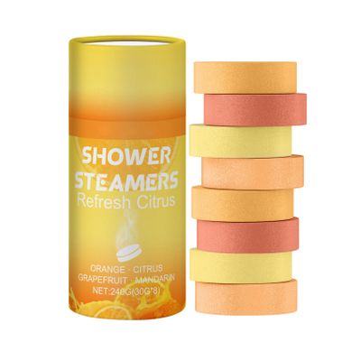FEESHOW Citrus Shower Tablets 8 Pack Aromatic Refreshing Bath Tablets Spa Experience Gentle and Clean