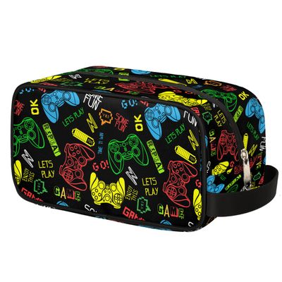 Ackutea Kids Travel Toiletry Bag - Colorful Game Controller Waterproof Hanging Cosmetic Hygiene Bags for Boys Men - Large Shave Kit for Toiletries Accessories Bathroom Stuff