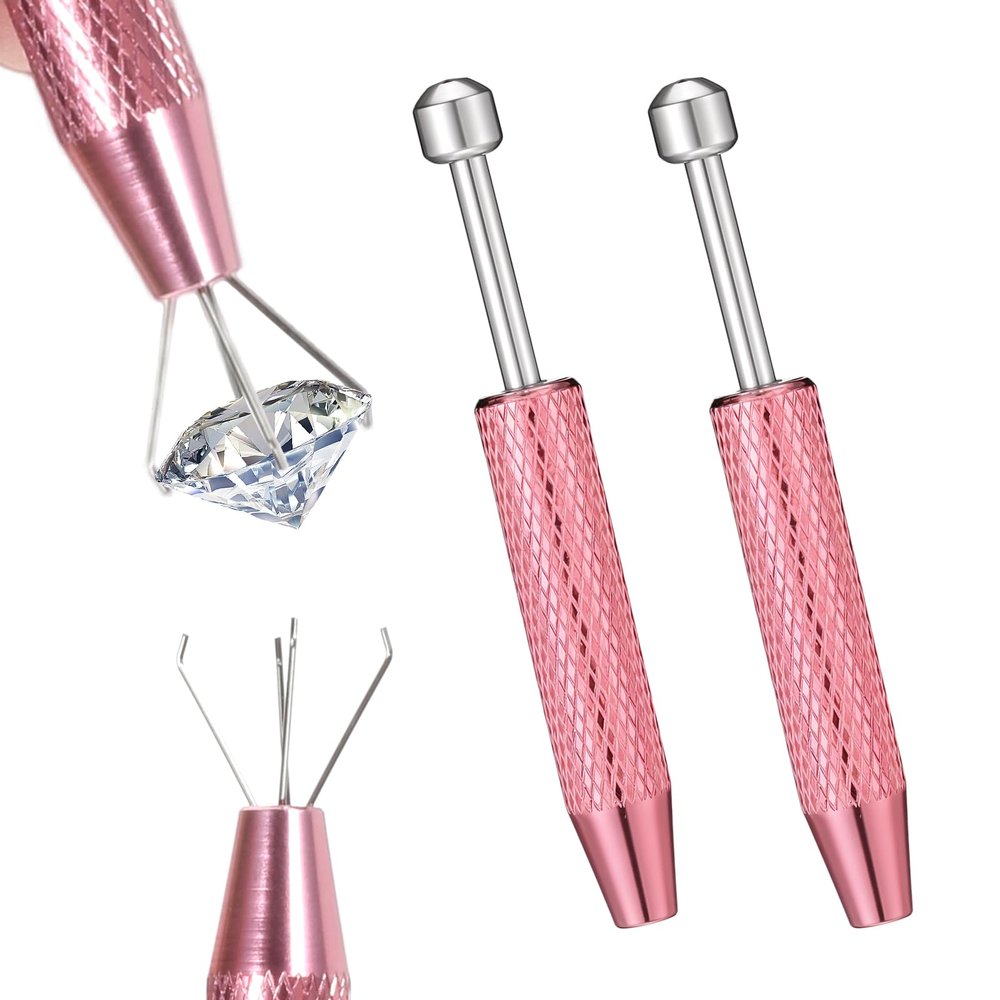 2 Pcs Piercing Ball Grabber Tool, Piercing Changing Tools 4 Claw Diamond Tweezers Stainless Steel Jeweler Pick Up Tool for Ear Nose Lip Tools Tiny Objects Ic Chips Electronic Components