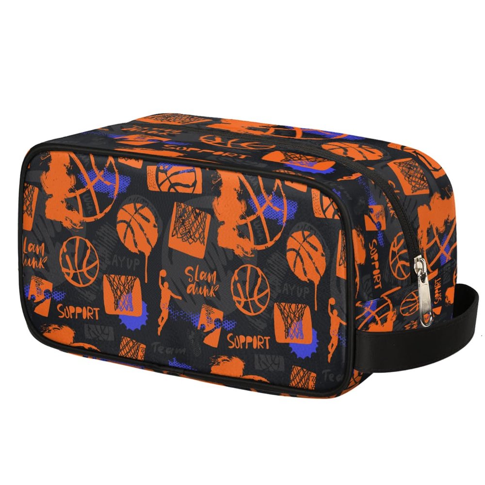 Ackutea Kids Travel Toiletry Bag - Waterproof Hanging Cosmetic Bag for Boys Men - Basketball Large Shaving Bags for Toiletries Accessories Bathroom Stuff