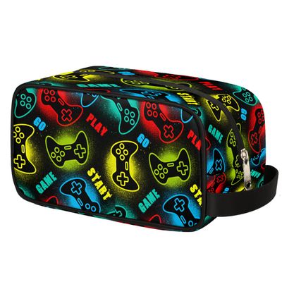 Ackutea Kids Travel Toiletry Bag - Waterproof Hanging Cosmetic Hygiene Bags for Boys Men - Large Shave Kit for Toiletries Accessories Bathroom Stuff, Game Controller