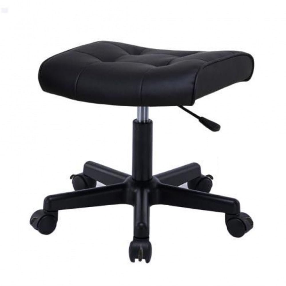 AKIQKPX Rolling Stool with Soft Padded Seat, Rotating Modern and Simple Office Chair, Adjustable Height Shop Stool, Medical Spa Stool with Wheels for Tattoo Massage Salon(Black)