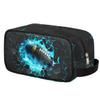 Ackutea Kids Travel Toiletry Bag - Blue Fire Football Waterproof Hanging Cosmetic Hygiene Bags for Boys Men - Large Shave Kit for Toiletries Accessories Bathroom Stuff view 1