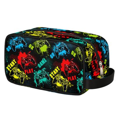 Ackutea Kids Travel Toiletry Bag - Waterproof Hanging Cosmetic Hygiene Bags for Boys Men - Game Controller Large Shave Kit for Toiletries Accessories Bathroom Stuff