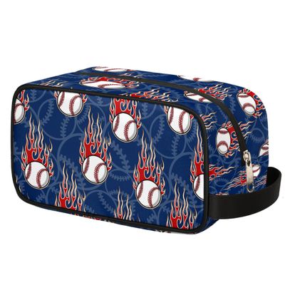 Ackutea Kids Travel Toiletry Bag - Fire Baseball Waterproof Hanging Cosmetic Bags for Boys Men - Large Shave Kit for Toiletries Accessories Bathroom Stuff