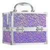 Costravio Makeup Box Organizer with Mirror, Makeup Case Train Case for Girls Women Kids Make up Box Makeup Case Organizer with Lock and Key Storage Vanity for Polishes Cosmetic Jewelry, Shiny Purple view 1