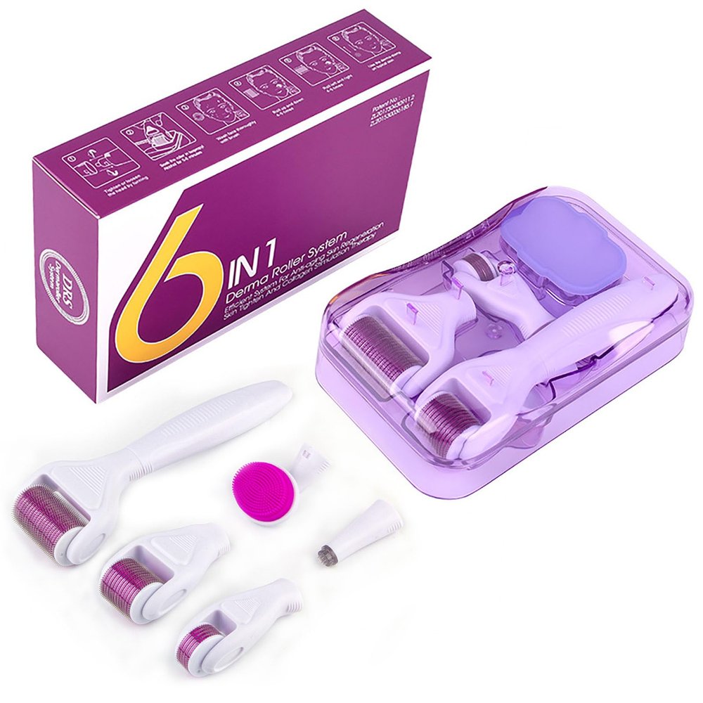 Autsmile Home Use 6-In-1 Derma Microneedling Roller-Kit Skin Care Tools For Face and Body 0.3mm