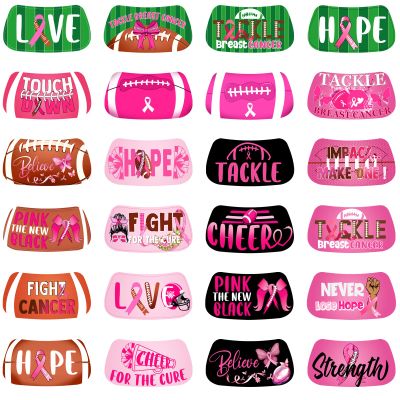 192 Pieces Pre-Cut Football Breast Cancer Awareness Face Tattoos,Pink Ribbon Football Face Stickers Temporary Tattoos for Breast Cancer Awareness Party Fundraising Accessories Decoration (Pink Face)