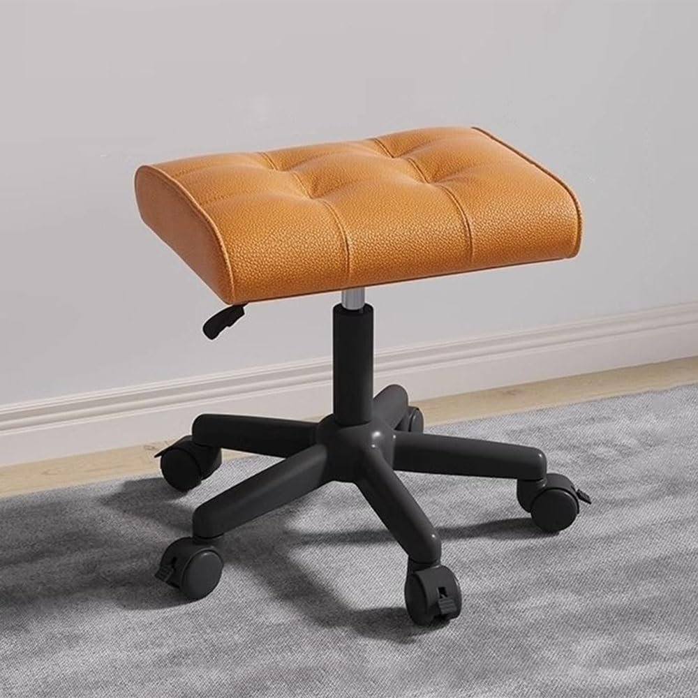 AKIQKPX Rolling Stool with Soft Padded Seat, Rotating Modern and Simple Office Chair, Adjustable Height Shop Stool, Medical Spa Stool with Wheels for Tattoo Massage Salon(Orange)