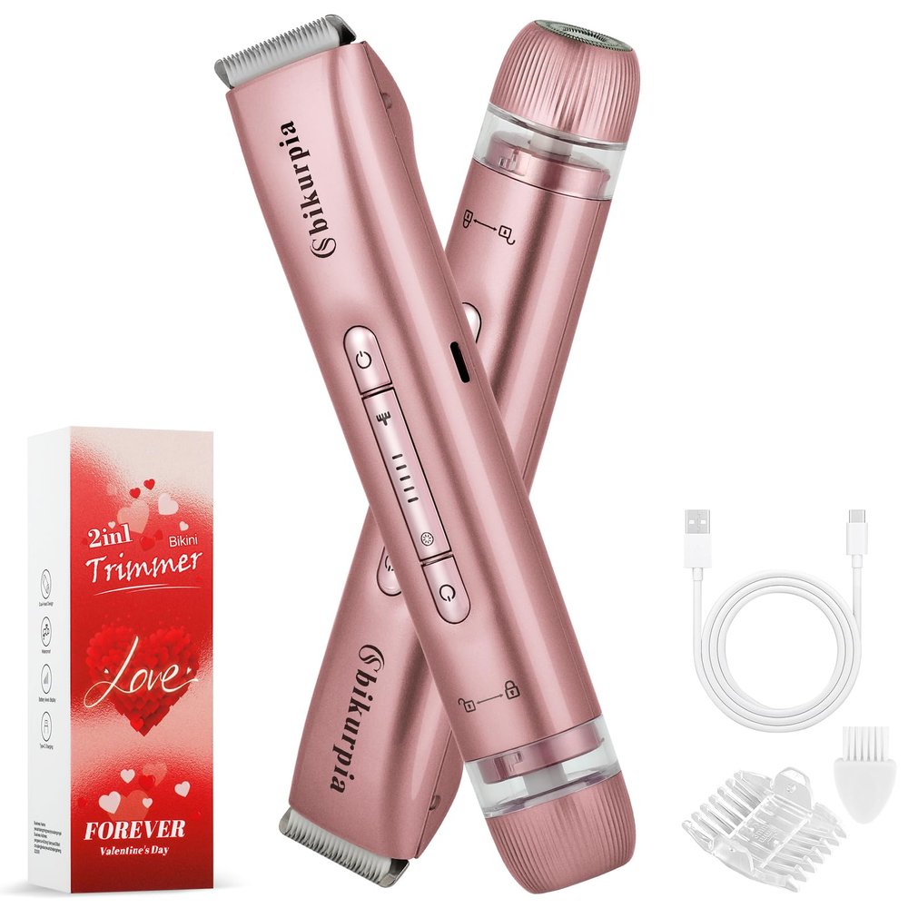 Bikini Trimmer for Women  2-in-1 Replaceable Women's Facial Razor, Ceramic Blade,Intimate Area Hair Remover, Facial & Body Hair Remover