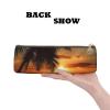 Leather Pencil Case Cute Zipper Pencil Pouch Aesthetic Pen Bag Sunset Palm Tree Ocean Cosmetic Makeup Bag for Men Women view 2