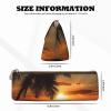 Leather Pencil Case Cute Zipper Pencil Pouch Aesthetic Pen Bag Sunset Palm Tree Ocean Cosmetic Makeup Bag for Men Women view 4