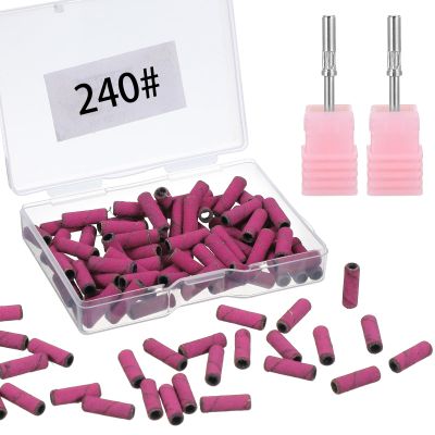 100 Pcs (240 Grit Rose Red) 240 Extreme Fine Grit Nail File Sanding Bands for Nail Drill with 3.1mm Mandrel Bit, Small Sanding Bands Nails Drill Bit, Extreme Fine Grits Mini Sandings Band