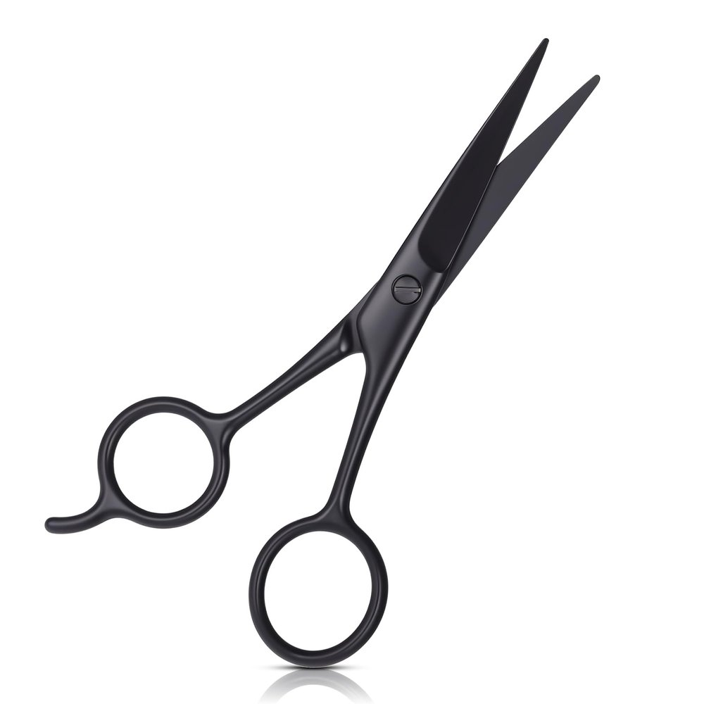Professional Mustache and Beard Scissors, Black Small Sharp Mustache Scissors Stainless Steel Hair Trimming Scissors for Men Women Personal Care Grooming Trimming Eyebrow Facial Hair Mustache