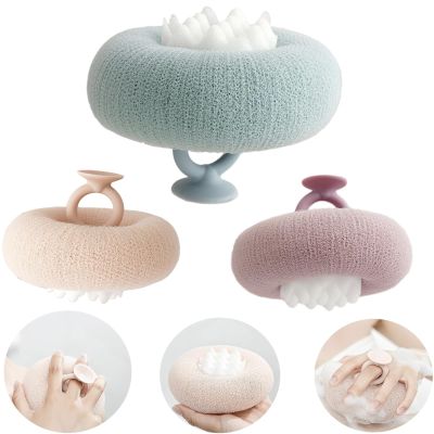 Ayocpsktmv Super Soft Sunflower Bath Sponge with Suction Cup Magic Exfoliating Shower Sponge for Body Purple Green Apricot 3 Pieces