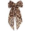 1 Pcs Leopard Print Bow Oversized Cheetah Print Bow with Long Tail Satin Ribbon Barrette for Women Ponytail Hair Accessories Big Yellow Leopard Furling Pompoms Hairs Bows Festival Gifts view 1