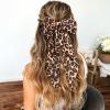 1 Pcs Leopard Print Bow Oversized Cheetah Print Bow with Long Tail Satin Ribbon Barrette for Women Ponytail Hair Accessories Big Yellow Leopard Furling Pompoms Hairs Bows Festival Gifts view 3