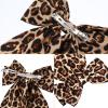 1 Pcs Leopard Print Bow Oversized Cheetah Print Bow with Long Tail Satin Ribbon Barrette for Women Ponytail Hair Accessories Big Yellow Leopard Furling Pompoms Hairs Bows Festival Gifts view 4