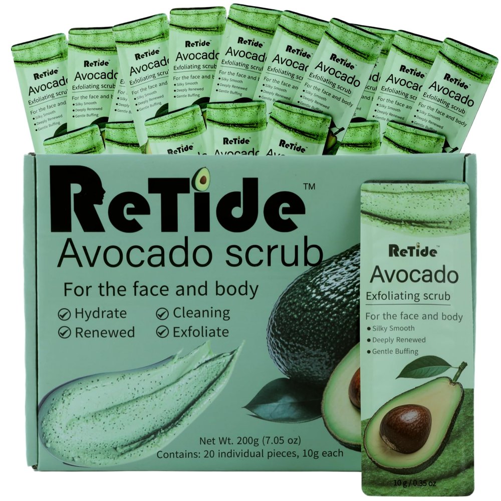 Avocado body scrubSugar Scrub, 20 Pack - self care gifts for women,Travel Essentials,Hydrating and exfoliating body scrubber for Nourishing Essential Body Carefor the face, body and feet
