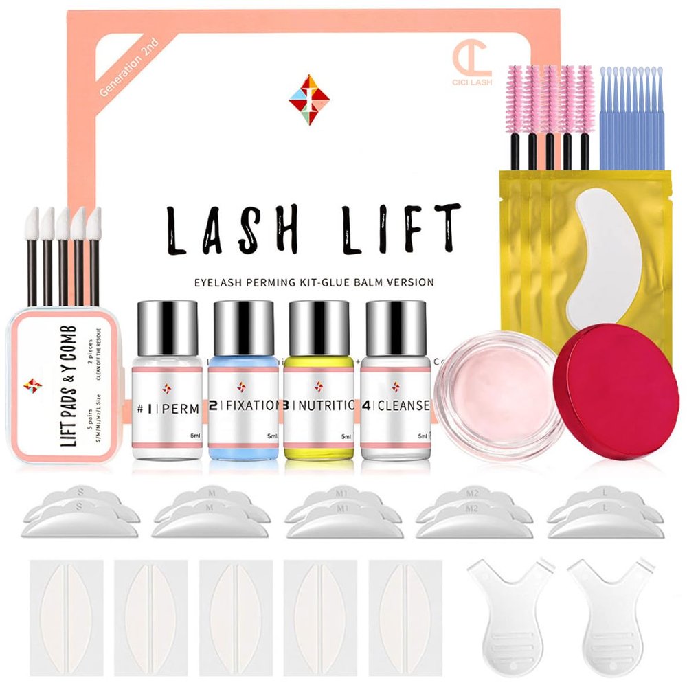 Lash Lift Kit with Lash Lift Balm | Gentle Formula | Instant Eyelash Perming, Lifting & Curling | Semi-Permanent Results | Salon & DIY Use | Complete Kit with Shields, Pads & Tools (Glue Balm Edition)