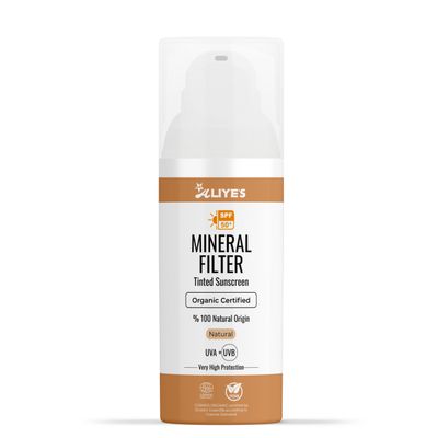 Aliyes Tinted Organic Sunscreen SPF 50+ | Ecocert Cosmos Certified | 100% Mineral & Vegan Sun Protection | Safe for Sensitive Skin | 50ml (Natural)