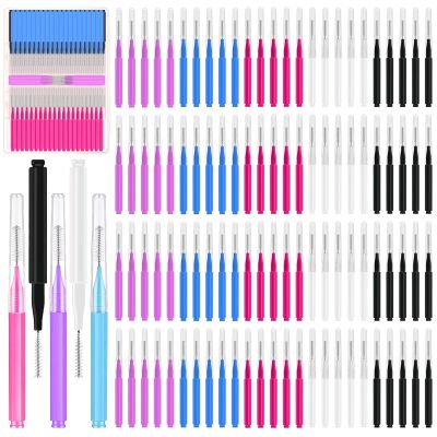 100 Pcs Brow Lamination Brush Micro Eyebrow Brush with Cap Micro Spoolies for Brow Lamination Portable Mini Spoolies for Eyebrows Extensions Tool(5 Color)