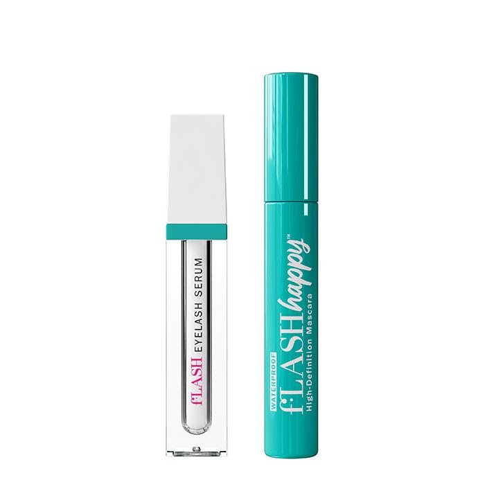 fLASH Ultimate Lash Duo 2.0 with fLASH Eyelash Serum & fLASH Happy High-Definition Waterproof Mascara - Enhance & Strengthen Your Natural Lashes - Add Length, Volume, Definition & Curl (Bundle)